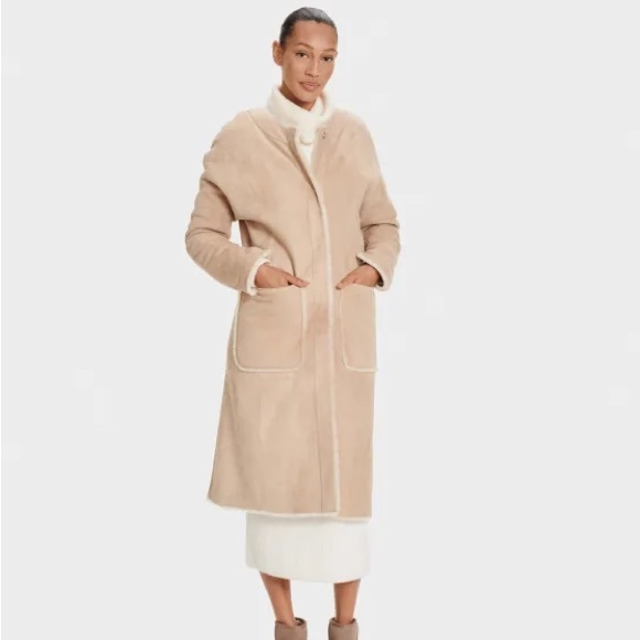 UGG Remy Reversible Shearling Coat 100% Genuine Lamb Shearling - Picture 2 of 15